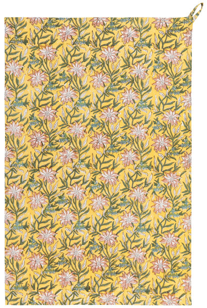 Clematis Block Print Dishtowel