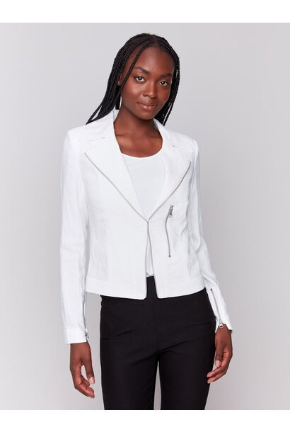 Crinkle Rayon Biker Jacket