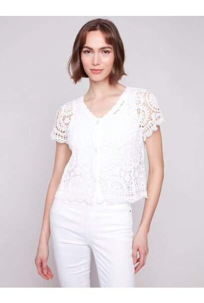 Short Sleeve Crochet Bolero Cardigan