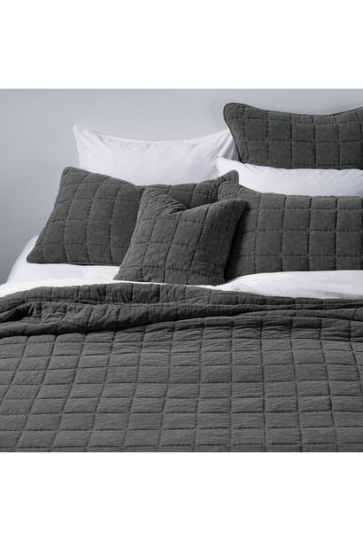 Sweet Charcoal Stitched Quilt Set
