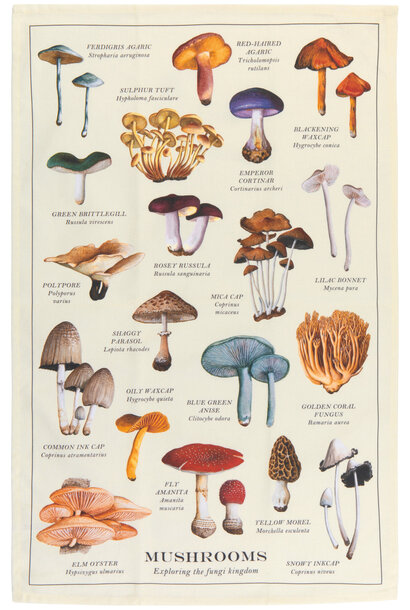 Mushrooms Fine Print Dishtowel