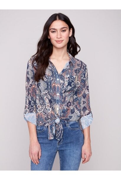 Printed Button-Up Blouse