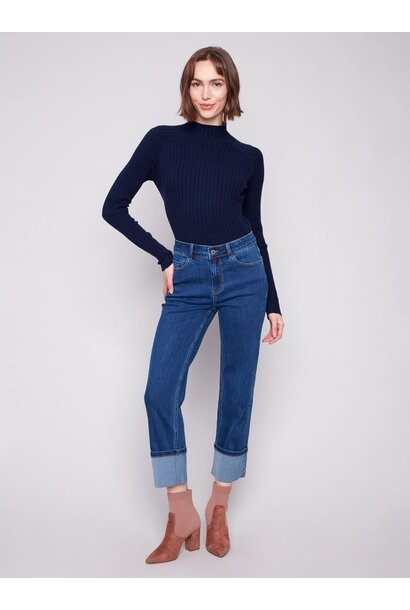Wide Cuff Straight Leg Jeans