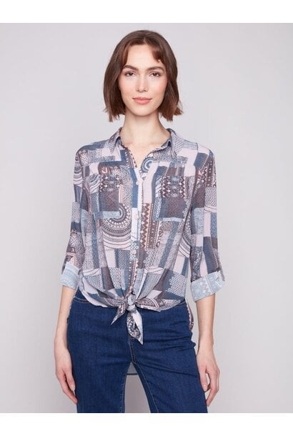Printed Button-Up Blouse
