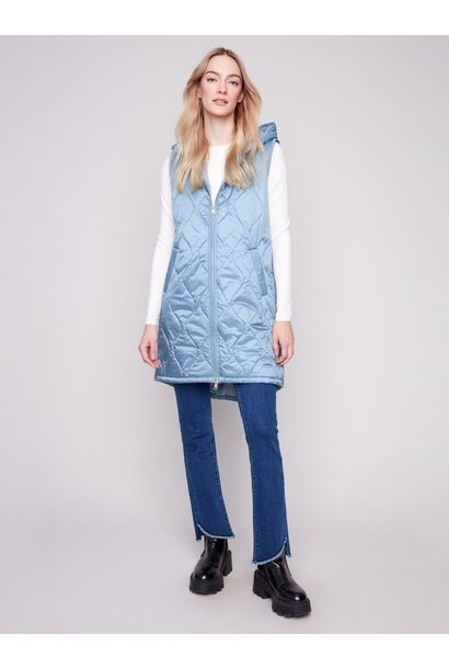 Pearlized Long Hooded Vest