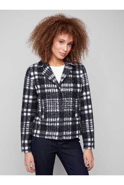 Plaid Bouclé Knit Short Coat
