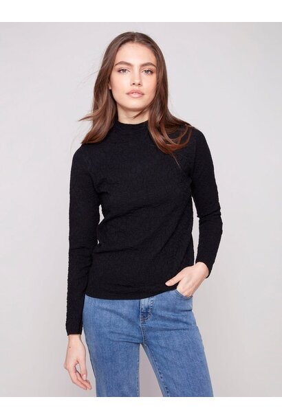 Textured Mock Neck Knit Sweater