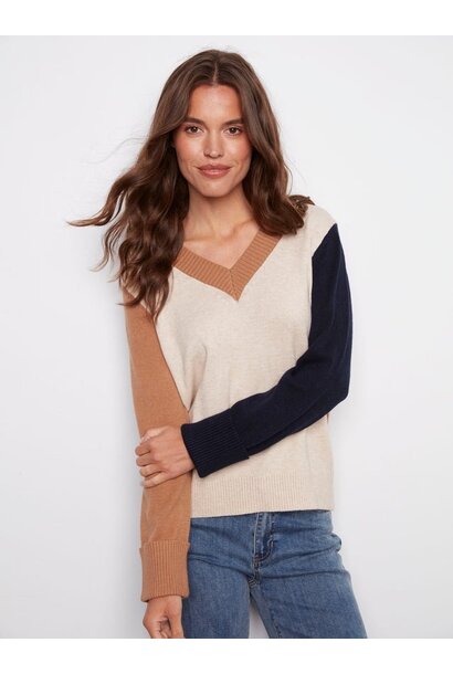 Colorblock V-Neck Sweater