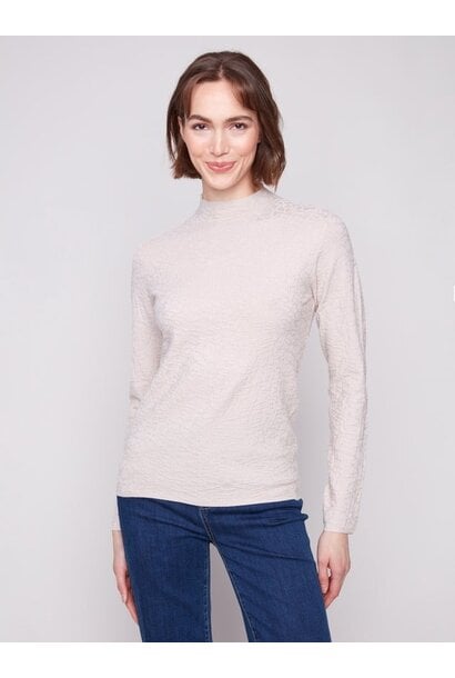 Textured Mock Neck Knit Sweater