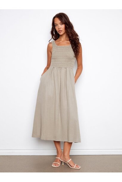 Tencel Sleeveless Smocked Maxi Dress