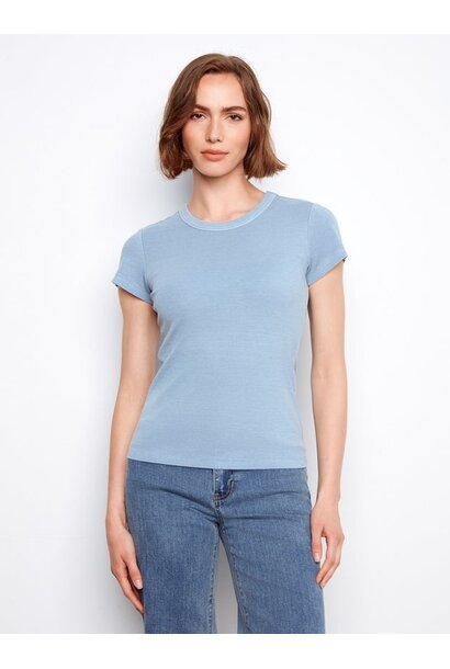 Tencel Rib Crew Neck T-Shirt
