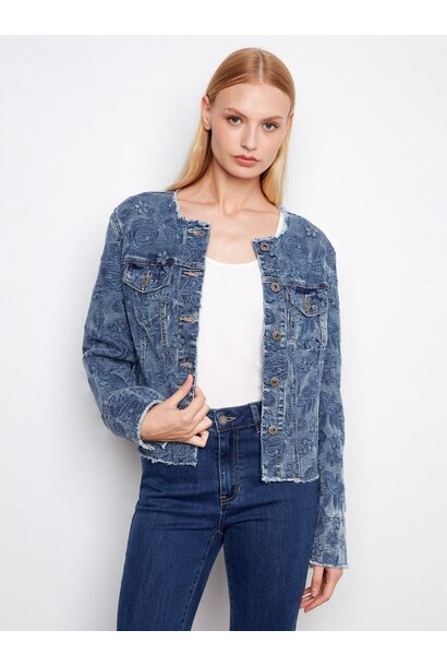 Eyelet Stretch Denim Jacket
