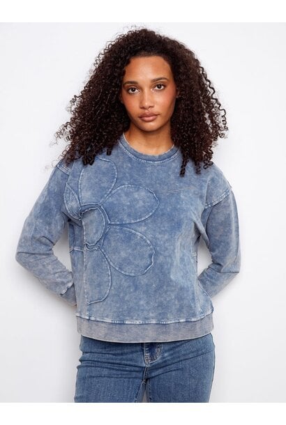Long Sleeve TLong Sleeve Top With Flower Appliqué