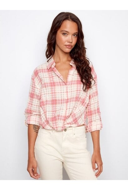 Plaid Cotton Shirt With Front Twist