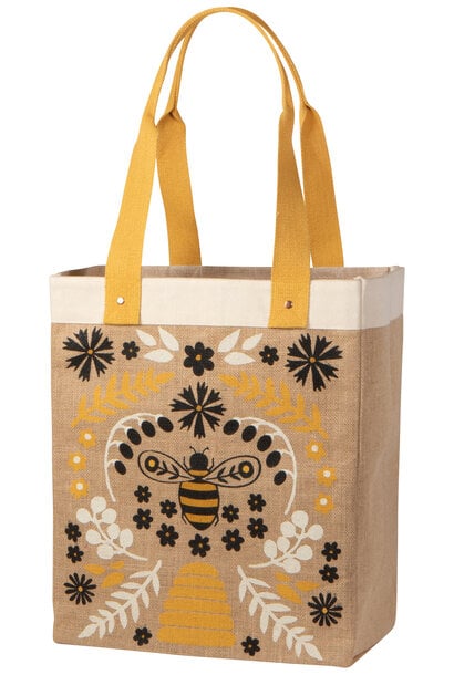 Bee Garden Large Burlap Shopping Bag