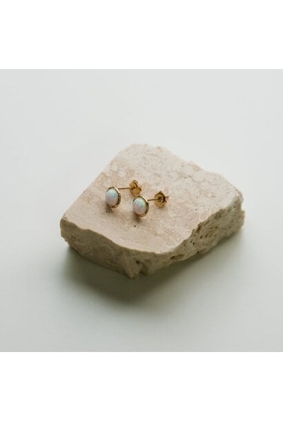 Opal Bezel Set Stud Earrings