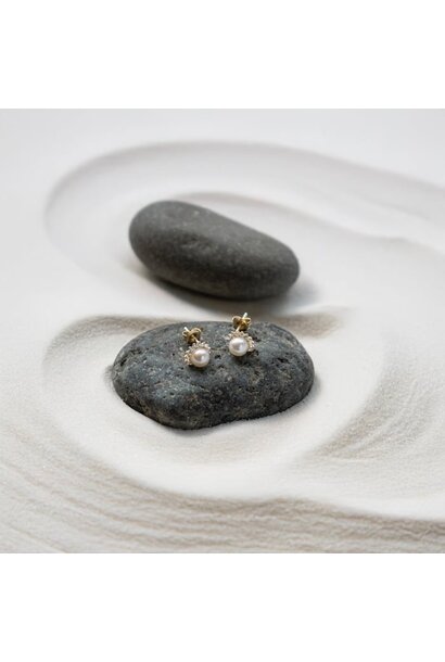 Pearl & CZ Stud Earrings