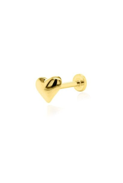 Gold Puffy Heart Flat Screwback Single Piercing