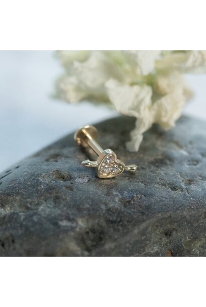 Heart & Arrow Flat Screwback Single Piercing