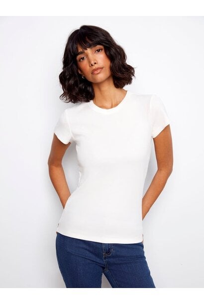 Tencel Rib Crew Neck T-Shirt