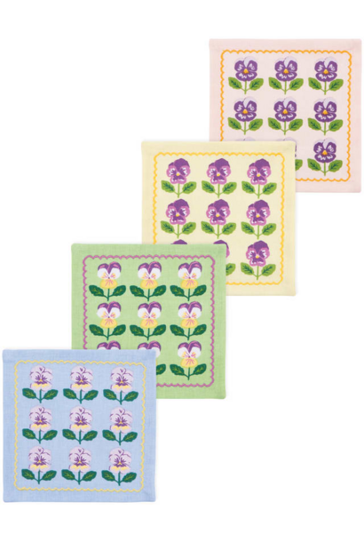 Pansy Printed Cocktail Napkins Set