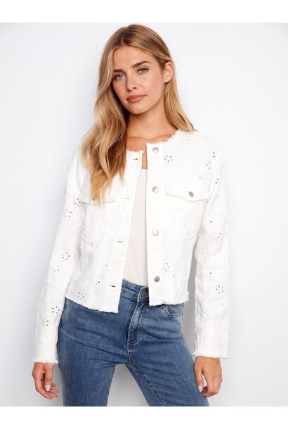 Eyelet Stretch Denim Jacket