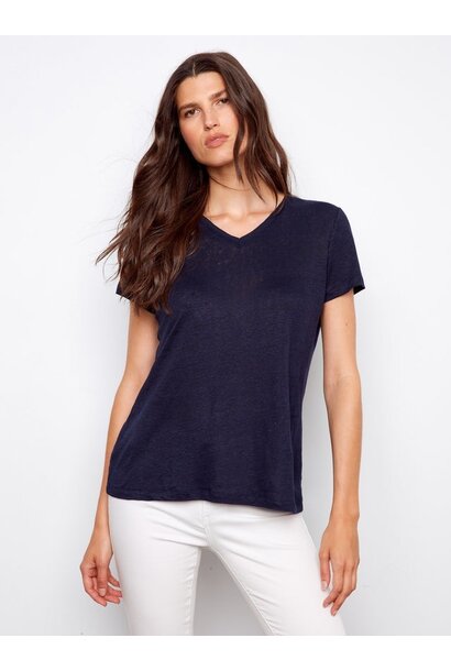 Linen V-Neck T-Shirt