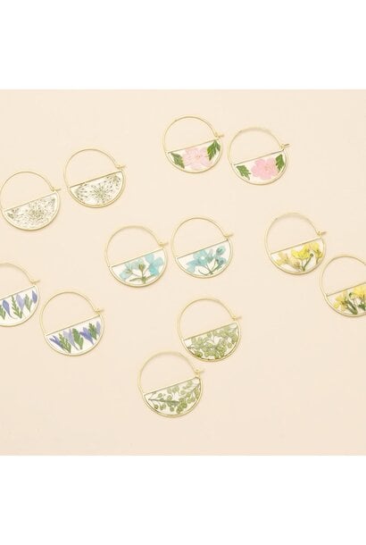 Pressed Flower Hoop Earrings