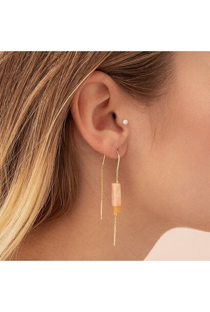 Rectangle Stone Thread Earrings