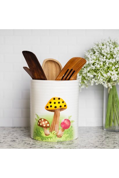 Ceramic Mushroom Utensil Crock