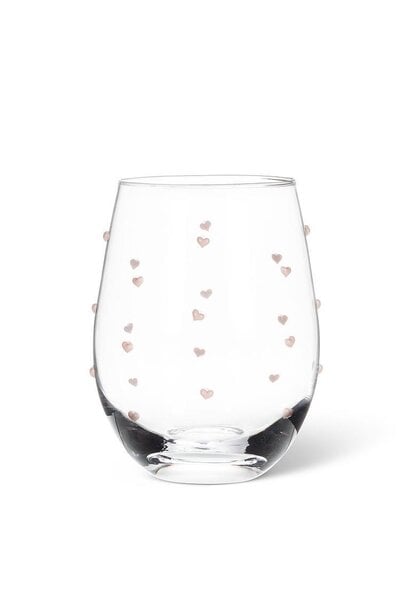 Stemless Wine Glass with Hearts