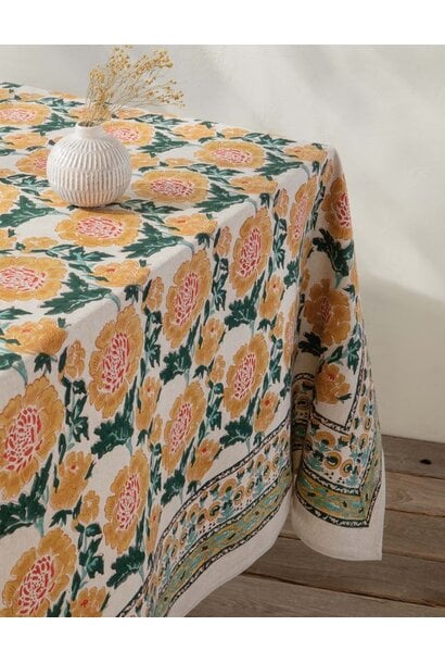 Goldenrise Block Print Tablecloth