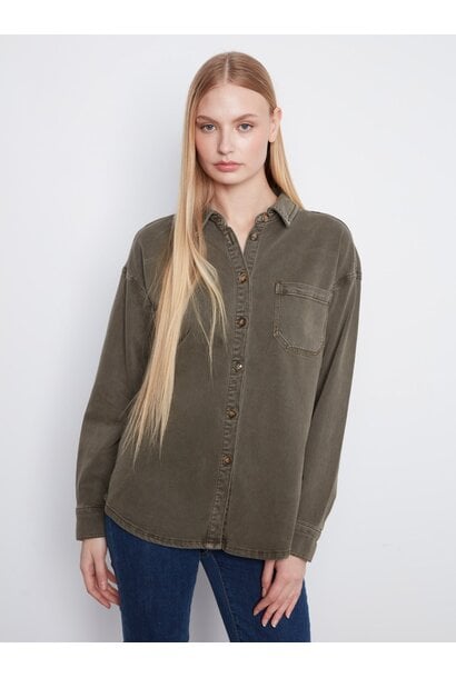 Button-Front Twill Overshirt