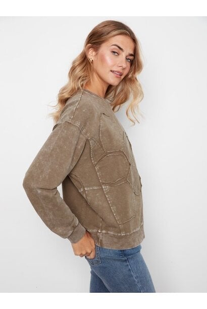 Long Sleeve Top With Flower Appliqué