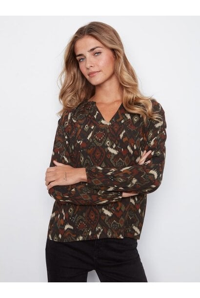 Printed Popover Blouse