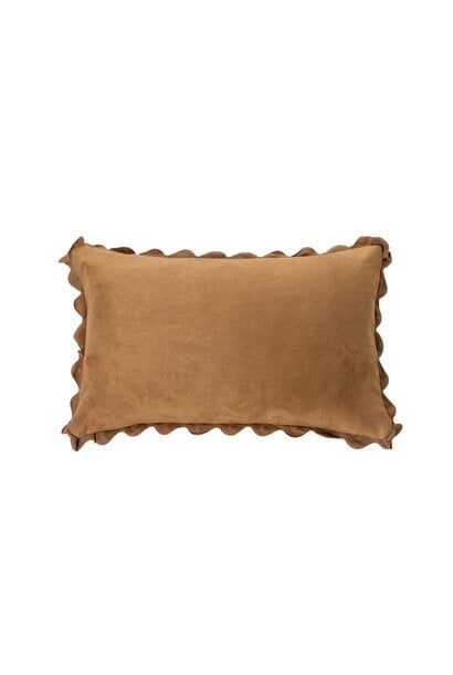 Ivory Brown Suede Rectangular Decorative Pillow