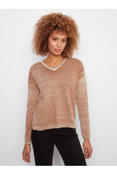 Vintage Effect V-Neck Sweater