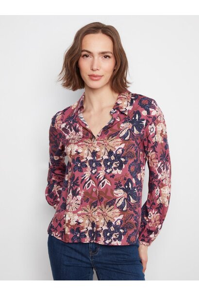 Floral Print Button-Front Blouse