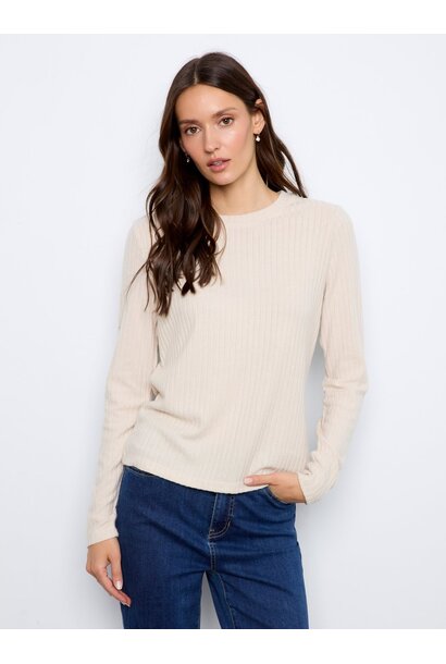 Brushed Ribbed Crew Neck Top