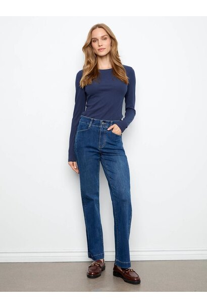Straight Leg Jeans With Front Panel Detai