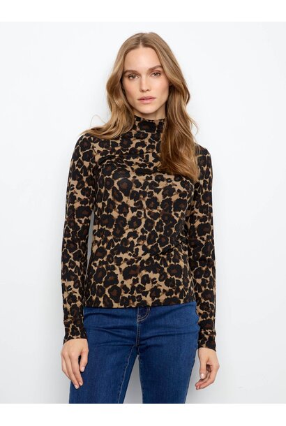Animal Print Mock Neck Top