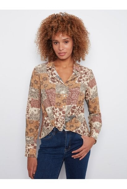 Printed Shirt With Twisted Front