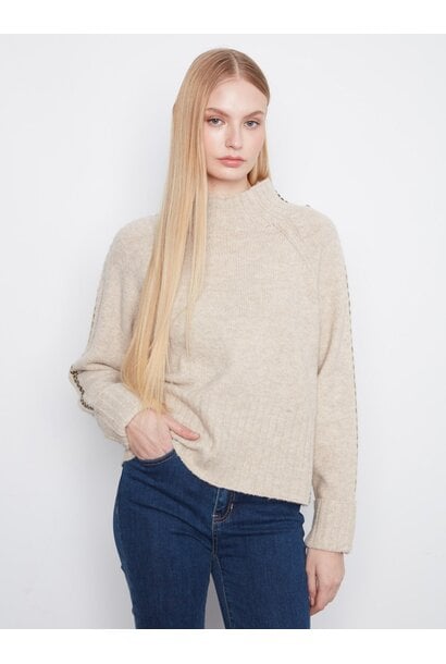 Contrast Stitch Mock Neck Sweate