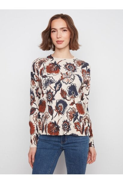 Printed Sweater With Side Buttons