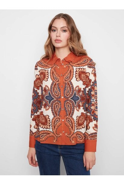 Button-Front Printed Shirt