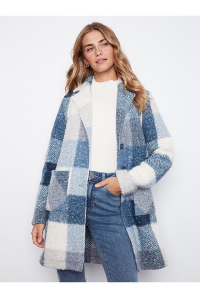 Plaid Bouclé Knit Coat