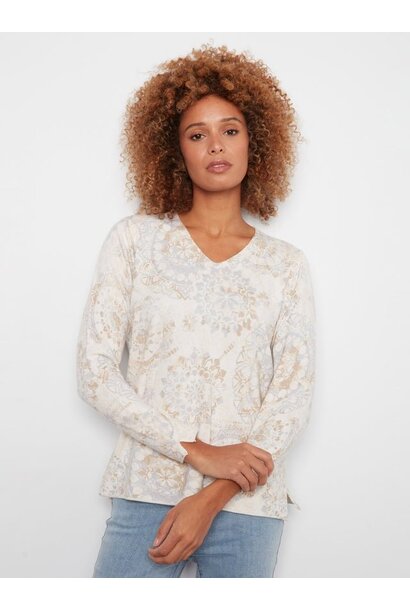 Printed V-Neck Sweater