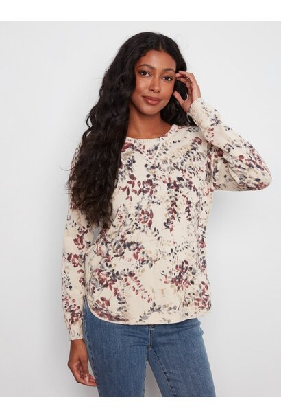 Printed Cotton Crew Neck Sweater