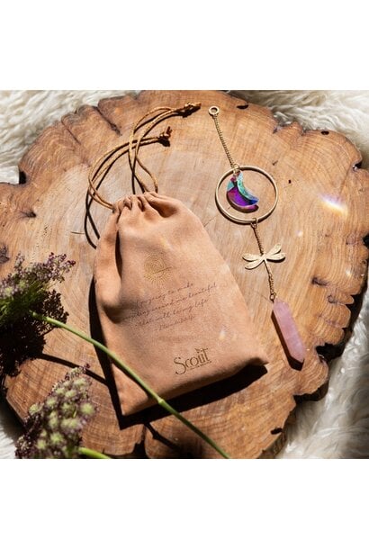 Stone Suncatcher - Dragonfly/Rose Quartz