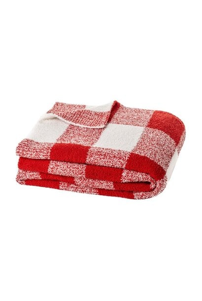 Bo Red & Ivory Plaid Throw